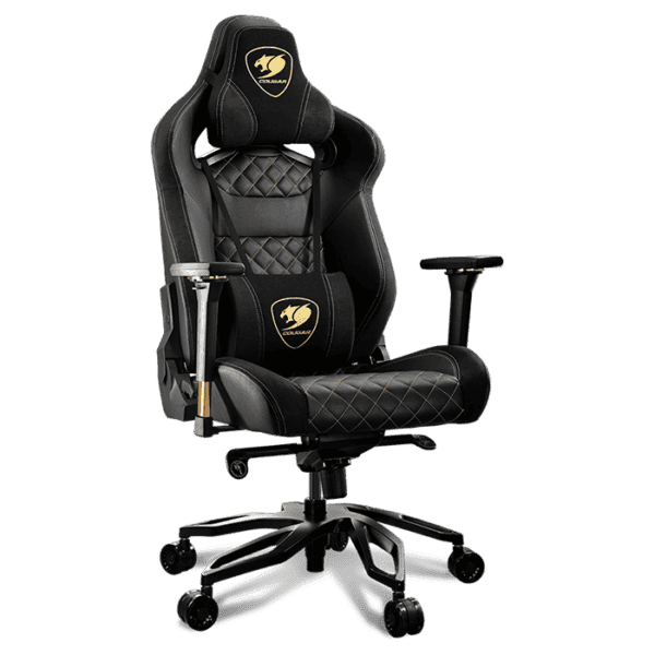 COUGAR Titan Pro Royal Flagship Gaming Chair with Premium Breathable PVC Leather, Premium Suede-Like Texture, 160kg Max Load Capacity, 170° Reclining, 5-Star Aluminum Alloy Base, Black