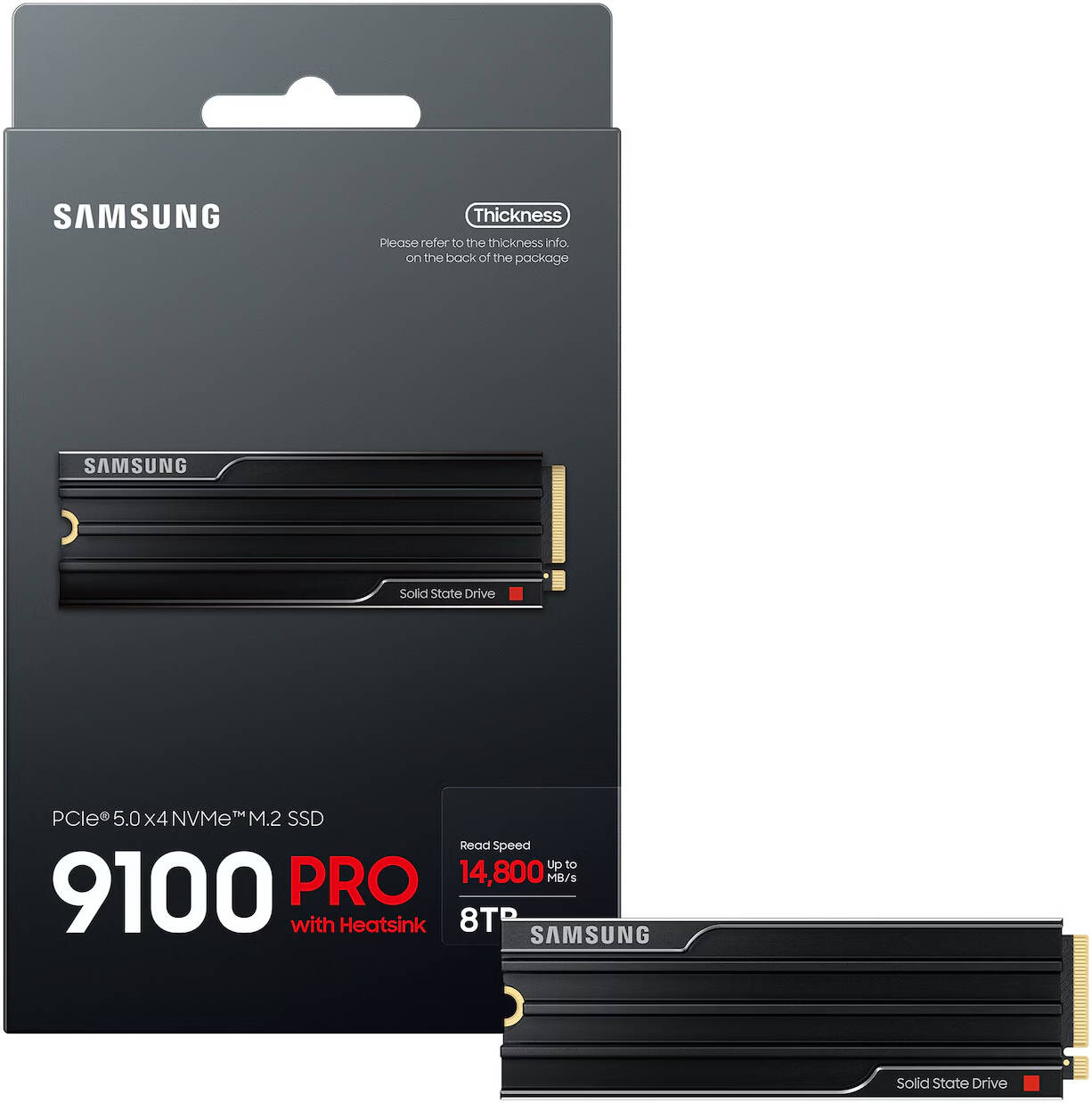 Samsung 9100 PRO 8TB PCIe Gen5 NVMe M.2 SSD with Heatsink – Up to 14,800MB/s Extreme Performance Storage