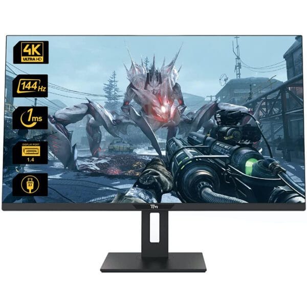 Twisted Minds TM32DUI 32” UHD IPS Panel Gaming Monitor, 3840×2160 Resolution, 144Hz Refresh Rate, 1ms Response Time, 16:9 Aspect Ratio, DCI-P3 90%, HDMI 2.1, LED, Black and Red