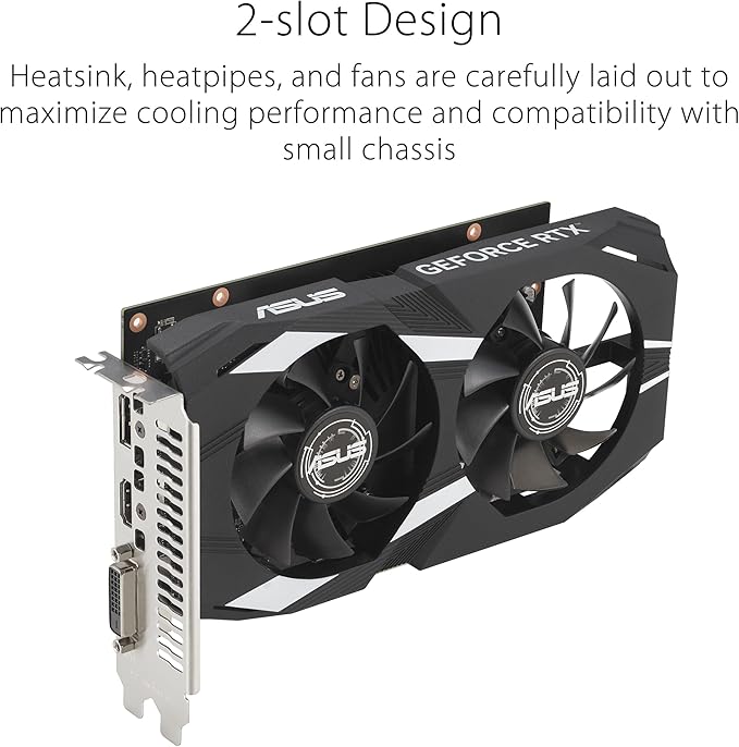 ASUS Dual GeForce RTX™ 3050 OC Edition 6GB GDDR6 Gaming Graphics Card (PCIe 4.0, HDMI 2.1, DisplayPort 1.4a, DVI-D, 2-Slot, Dual Fan, 0dB Technology)