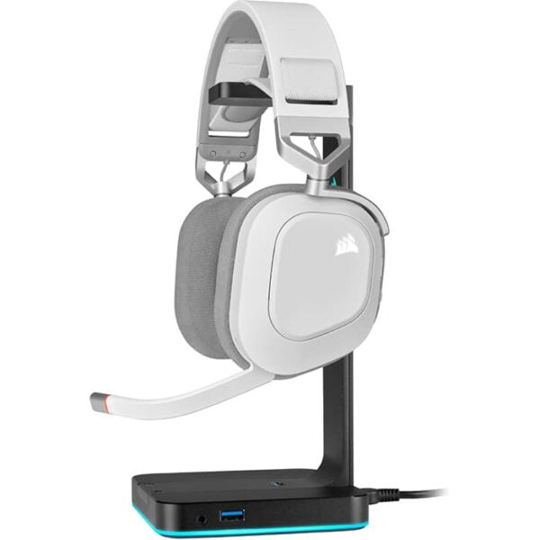 CORSAIR HS80 RGB WIRELESS Premium Gaming Headset with Spatial Audio, White