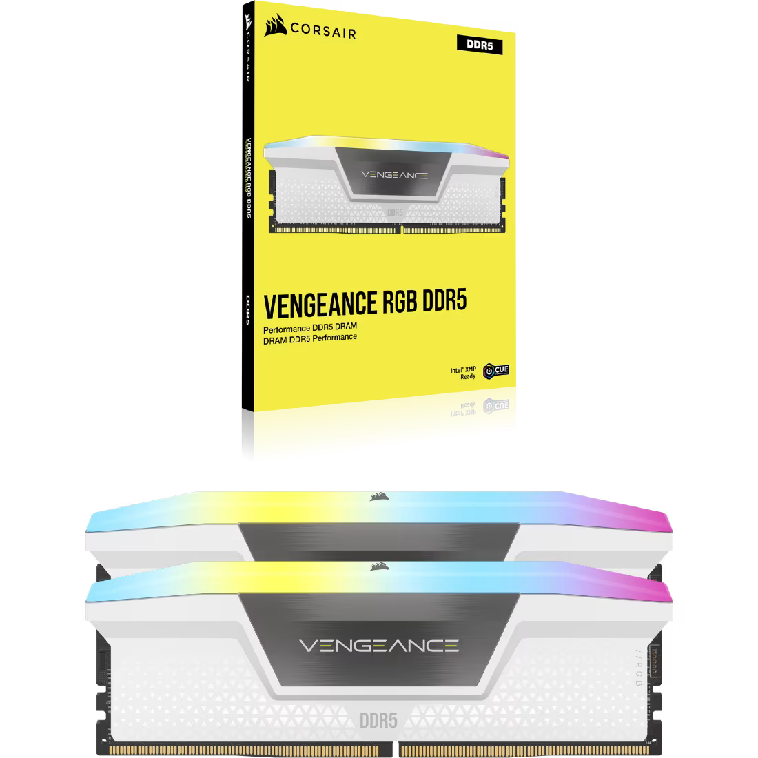Corsair VENGEANCE RGB 64GB (2x32GB) DDR5‑5600 CL40 Desktop Memory Kit – White – CMH64GX5M2B5600C40W