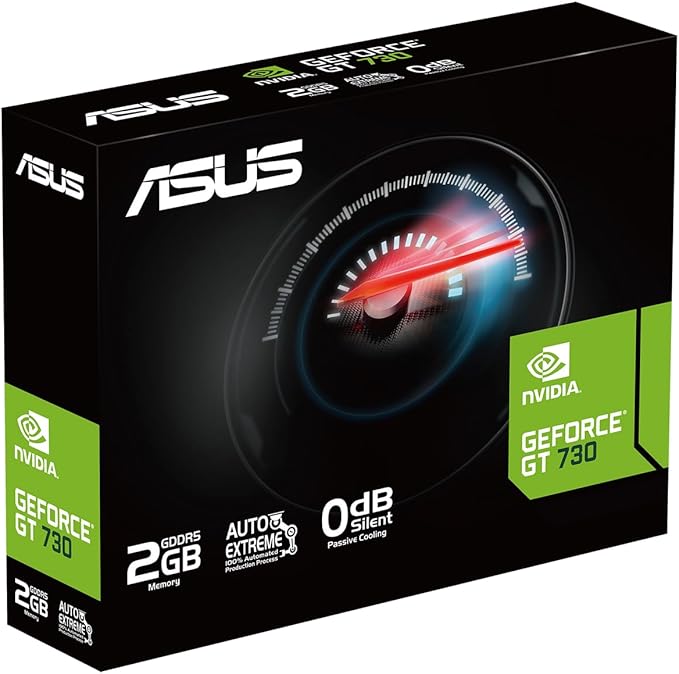 ASUS GeForce® GT 730 Graphics Card (PCIe 2.0, 2GB GDDR5, 4x HDMI, Single-Slot, Passive Cooling)