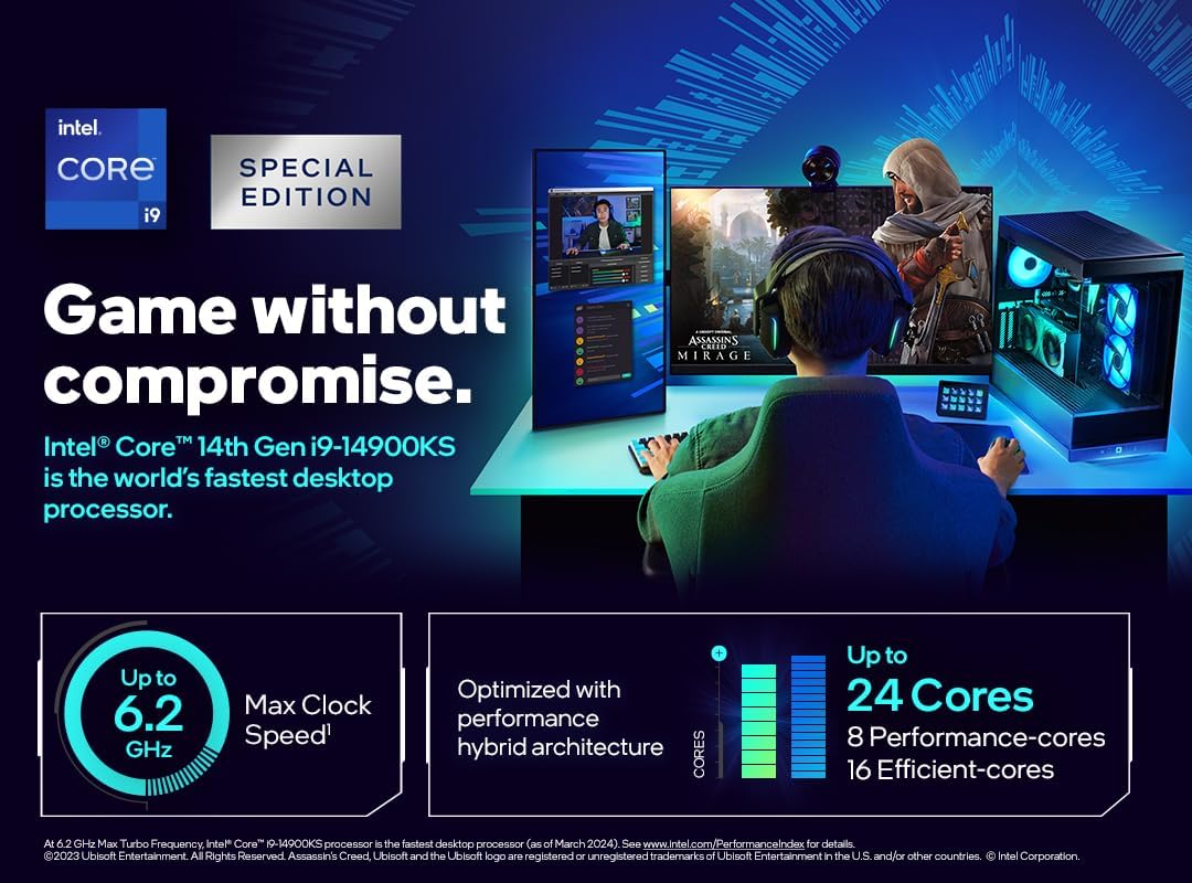 Intel® Core™ i9 Desktop Processor 14900KS 24 Cores (8 P-cores and 16 E-cores) 36 MB Cache up to 6.2 GHz