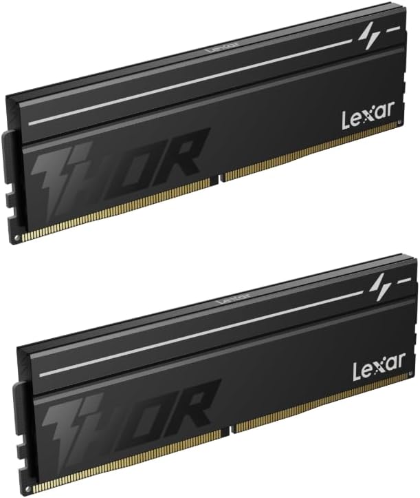 Lexar THOR DDR5 32GB (2x16GB) 6000MHz CL38 Desktop Memory Kit – Black – AMD EXPO & Intel XMP 3.0 – RGB Heatsink