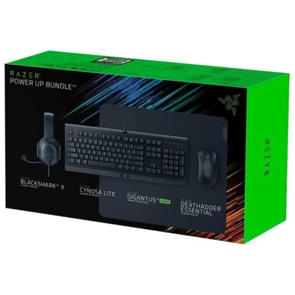 Razer Power Up Bundle V2, Kraken X Lite Gaming Headset, Cynosa Lite Gaming Keyboard, Gigantus V2 Large Gaming Mouse Mat, Deathadder Gaming Mouse, Black