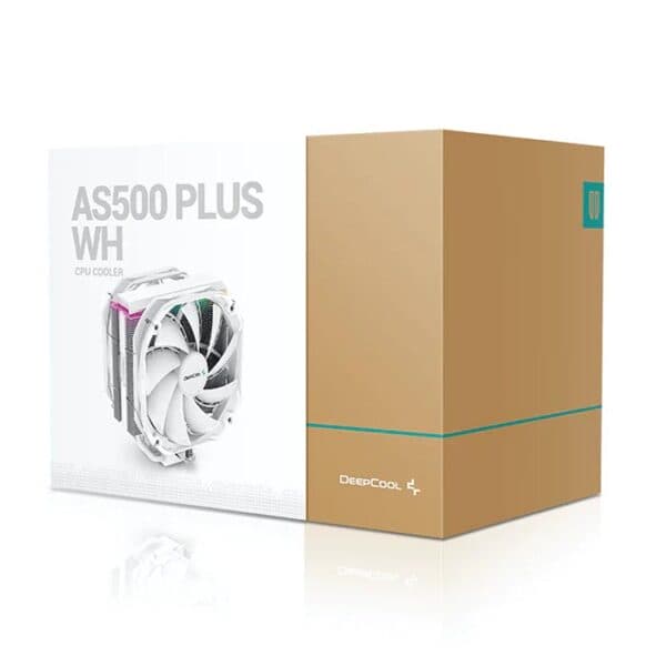 DeepCool AS500 Plus White CPU Air Cooler, Universal RAM Height Compatibility, Two 140mm PWM Fan, A-RGB Top Cover, 5 Heat Pipe Design for Intel Core/AMD Ryzen CPUs