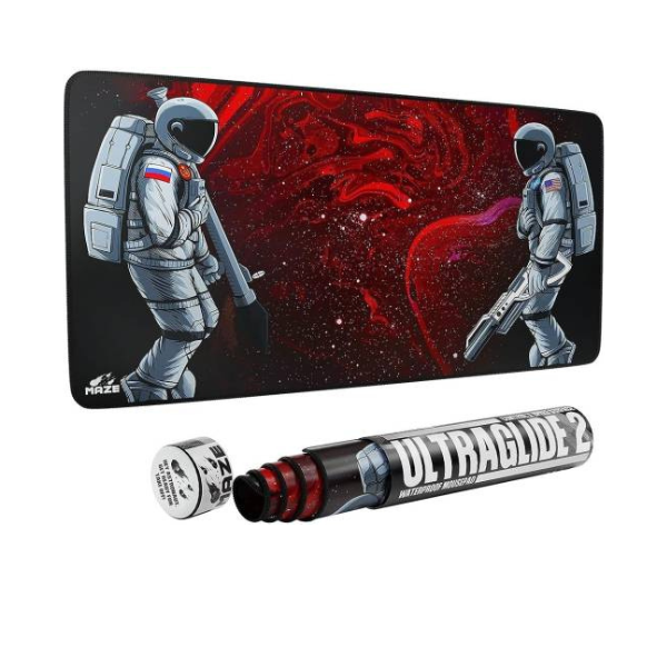 Maze 2XL Extended Mouse Pad/Mat, 36'' x 18'' x 0.2'' Dimension, 5mm Thick, Ultraglide 2, Waterproof, Anti-Fray, Anti-Slip, Smooth Surface for Maximum Control and Speed, Astro War | X7-L4BT-II7C