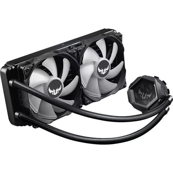 Asus Tuf Gaming LC 240 ARGB Liquid CPU Cooler, Aura Sync Support, 120mm PWM Fan, Sleeved Rubber Tube, 2000 RPM Speed, 67 CFM Airflow, Black