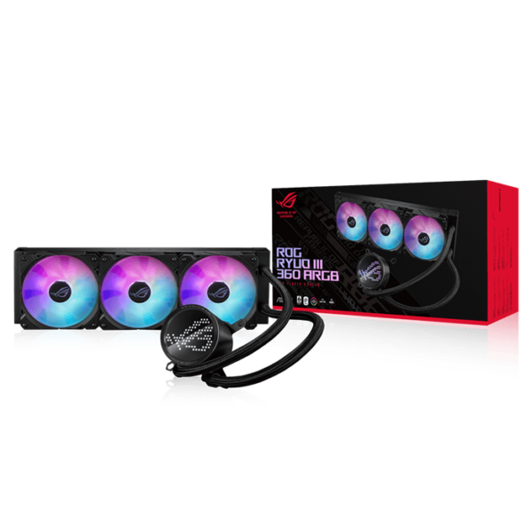 ASUS ROG Ryuo III 360 all-in-one CPU liquid color with Asetek 8th gen pump solution, Anime Matrix LED Display and ROG ARGB cooling fans