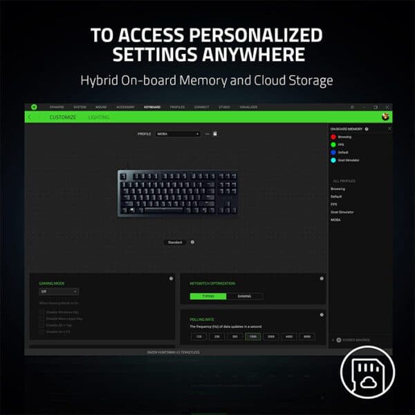 Razer Huntsman V2 Tenkeyless - Linear Optical Switch - US - Black Tenkeyless Optical Gaming Keyboard