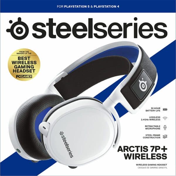 Steelseries Arctis 7P+ Wireless Gaming Headset – Lossless 2.4 Ghz – 30 Hour Battery Life – For Ps5, Ps4, Pc, Mac, Android And Switch – White