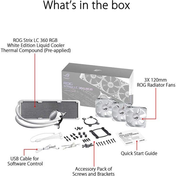 Asus ROG STRIX LC360, RGB 360mm Liquid CPU Cooler White