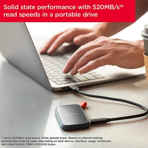SanDisk 2TB Extreme Portable SSD – Up to 520MB/s – USB-C, USB 3.2 Gen 2 – External Solid State Drive – Black