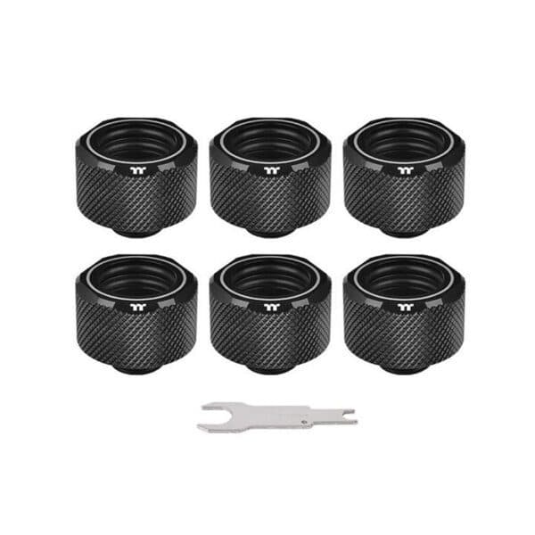 Thermaltake Pacific C-PRO G1/4 PETG Tube 16mm OD Compression – Black (6-Pack Fittings)