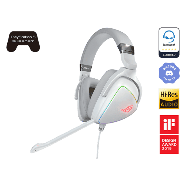 ASUS ROG Delta White Edition RGB wired gaming headset for PCs, Mac,mobile,PS4