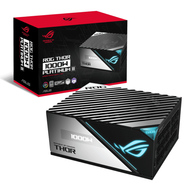 Asus Rog Thor 1000P2 OLED Power Supply Unit, 1000W Output, 80 Plus Platinum II, Aura Sync
