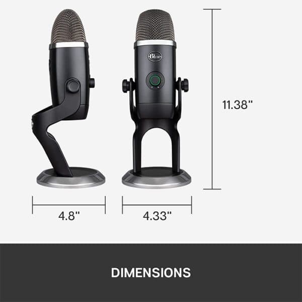 Logitech Yeti X Blackout Professional USB Microphone, 48 kHz 24 Bit Rate, 20Hz – 20kHz Frequency Response, 122dB Sensitivity, Omnidirectional, Black