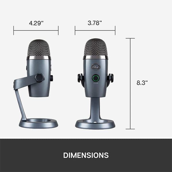 Logitech Blue Yeti Nano USB Microphone, 20Hz – 20kHz Frequency Response, 24 Bit Rate, 120dB Max SPL, USB 3.5 mm Connector Type, Shadow Gray