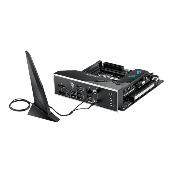 ASUS ROG Strix Z490-I Gaming Intel® Z490 LGA 1200 mini-ITX gaming motherboard featuring 10 Power Stages, DDR4 4800, AI Overclocking, AI Cooling, AI Networking, WiFi 6 (802.11ax), Intel® 2.5 Gb Ethernet, USB 3.2 Gen 2, SATA and AURA Sync RGB lighting