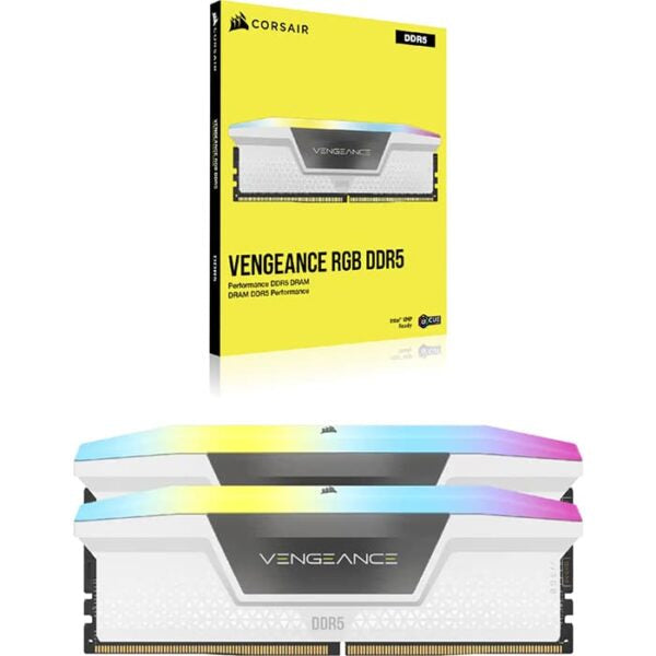 CORSAIR VENGEANCE RGB 32GB (2x16GB) DDR5 DRAM 5200MHz C40 Memory Kit, White