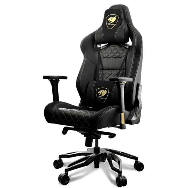 COUGAR Titan Pro Royal Flagship Gaming Chair with Premium Breathable PVC Leather, Premium Suede-Like Texture, 160kg Max Load Capacity, 170° Reclining, 5-Star Aluminum Alloy Base, Black
