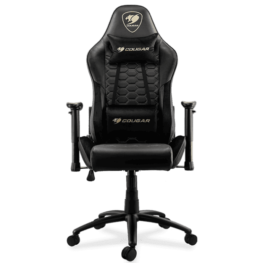 Cougar OutRider Royal Comfort Gaming Chair, Class 4 Gas Lift Cylinder, 2 Direction Adjustable Armrest, Breathable PVC Leather, 120Kg Weight Limit, Adjustable Design - Black