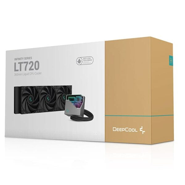DeepCool LT720 Liquid CPU Cooler, 360mm Radiator, 3x FK120 Fans, 500-2250 RPM Fan Speed, 85.85 CFM Airflow, 3100 RPM Pump Speed, ARGB LED Lights,Fluid Dynamic Bearing, Black