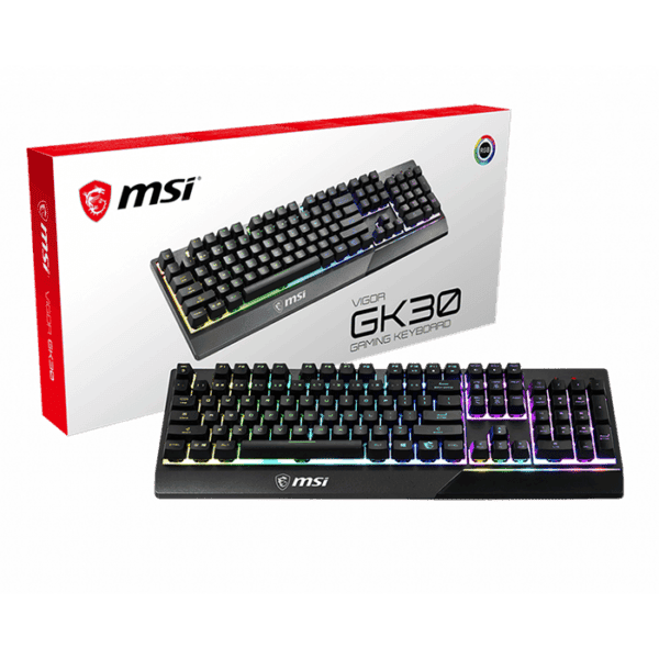 MSI Vigor GK30, Plunger Switches, Gold-plated connector, USB 2.0, RGB, US Layout Keyboard