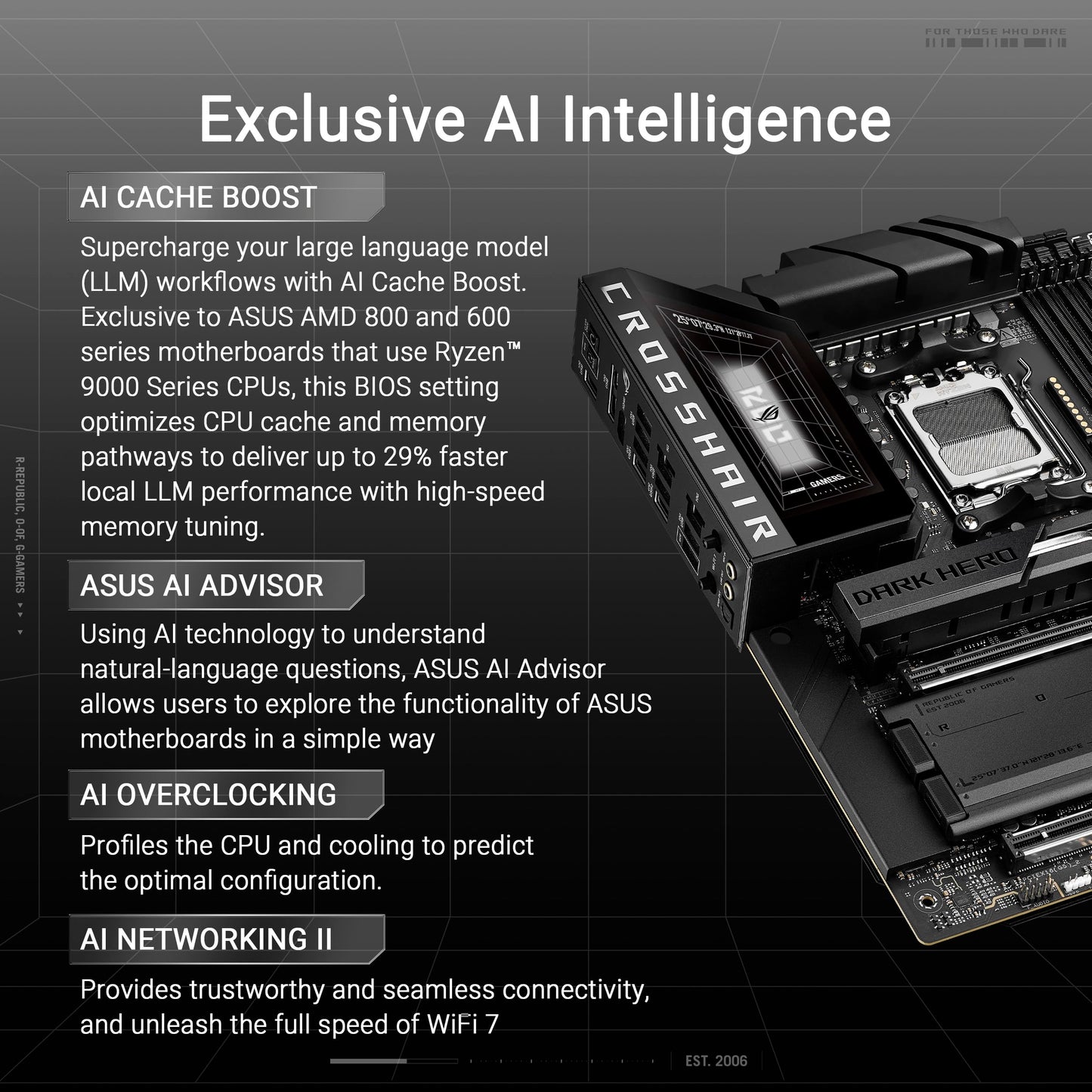 ASUS ROG CROSSHAIR X870E DARK HERO X870E AM5 DDR5 ATX Gaming Motherboard