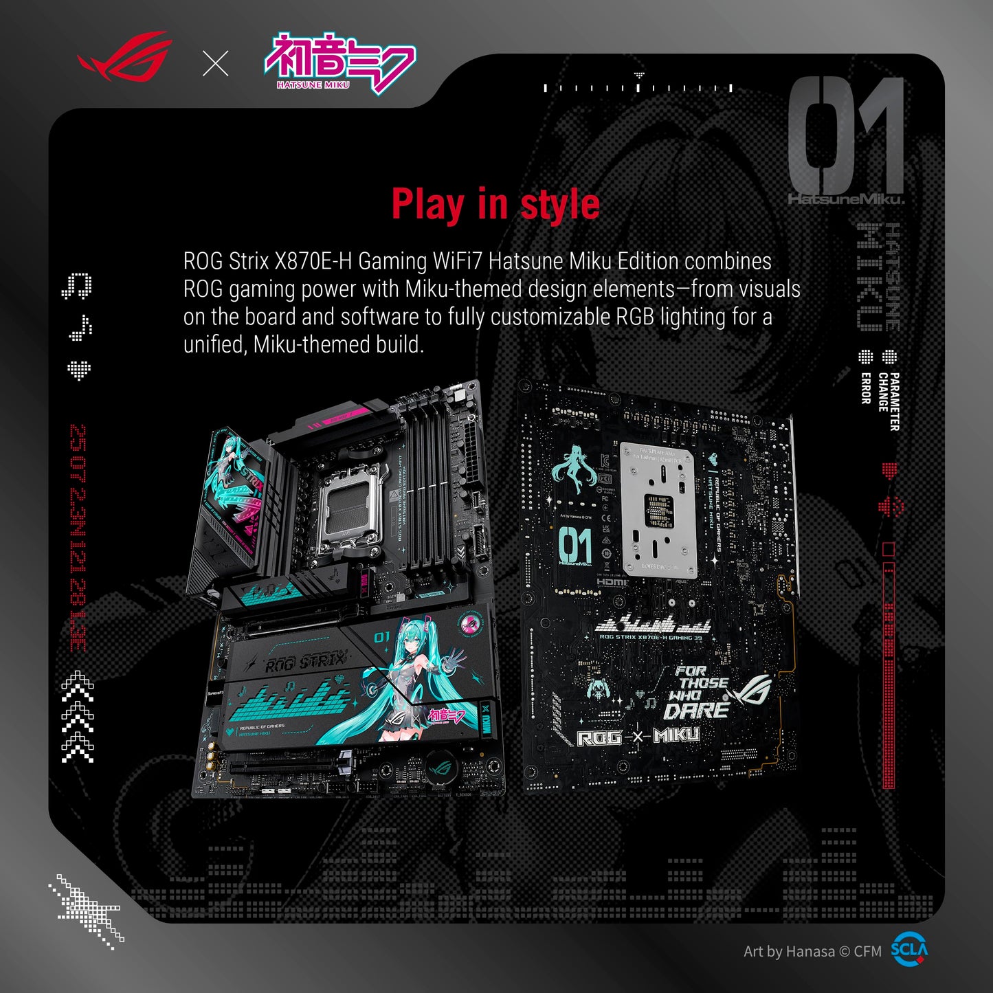 ASUS ROG STRIX X870E-H GAMING WIFI7 HATSUNE MIKU EDITION AM5 X870E ATX Gaming Motherboard