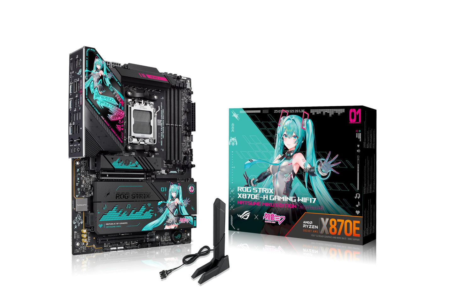 ASUS ROG STRIX X870E-H GAMING WIFI7 HATSUNE MIKU EDITION AM5 X870E ATX Gaming Motherboard