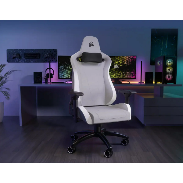 Corsair TC200 Gaming Chair – Soft Fabric – Light Grey/White