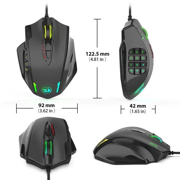 Redragon M908 Impact RGB with Side Buttons Optical Wired Gaming Mouse