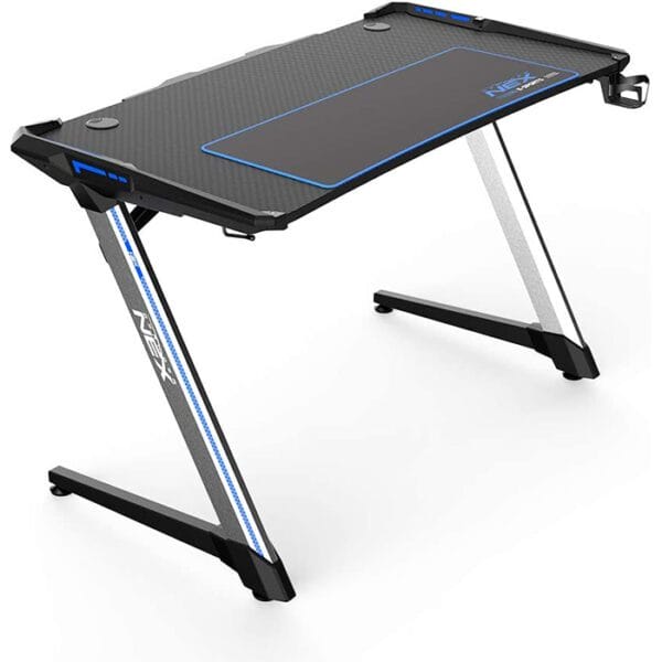 DXRacer NEX Gaming Desk – Black/Silver/Blue