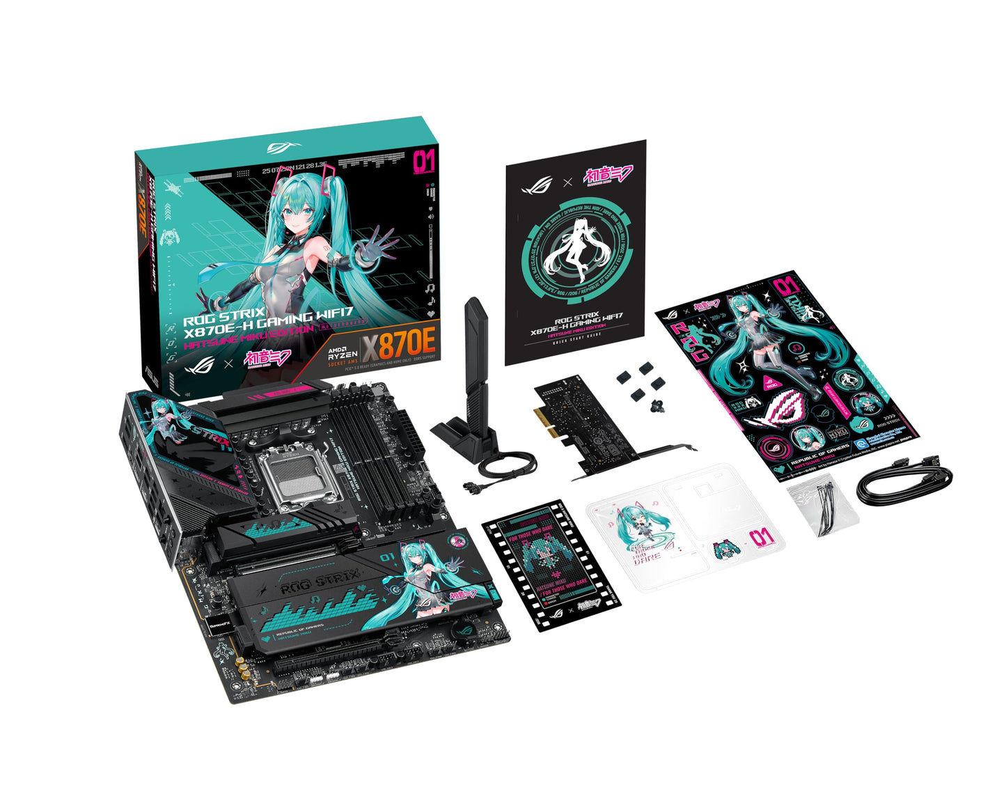ASUS ROG STRIX X870E-H GAMING WIFI7 HATSUNE MIKU EDITION AM5 X870E ATX Gaming Motherboard