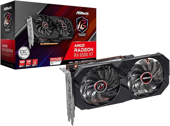 ASRock AMD Radeon RX 6500 XT Phantom Gaming D 4GB OC GDDR6 Graphics Card