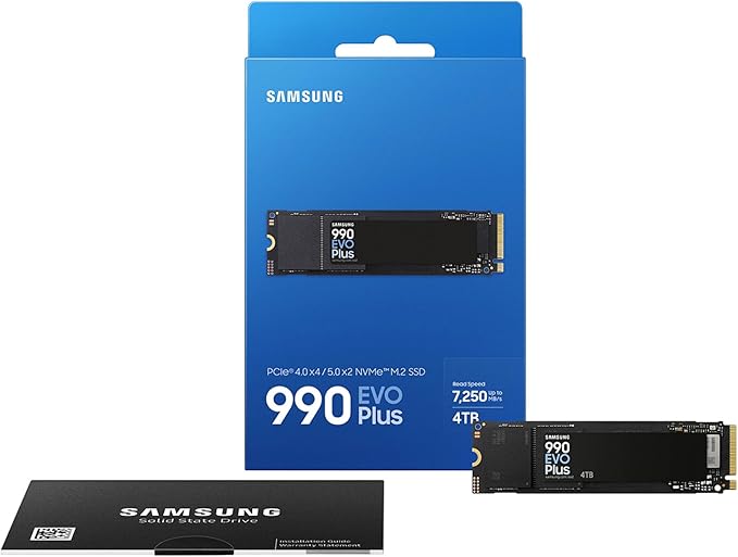 Samsung 990 EVO Plus 4TB PCIe 5.0 NVMe M.2 SSD – Up to 7,250MB/s High-Speed Storage