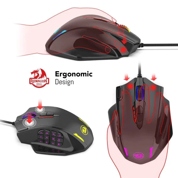Redragon M908 Impact RGB with Side Buttons Optical Wired Gaming Mouse