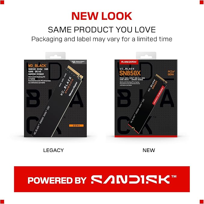 WD_BLACK SN850X 4TB PCIe Gen4 NVMe M.2 Gaming SSD – Up to 7,300MB/s High Performance Storage