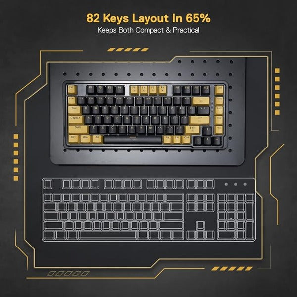Redragon 78% Wired Gasket RGB Gaming Keyboard, 82 Keys Layout Hot-Swap Compact Mechanical Keyboard