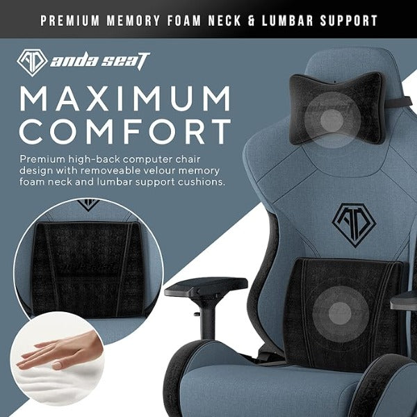 Anda Seat T-Pro 2 Pro Gaming Chair Black & Blue, Ergonomic Office Desk Chairs with Neck, Lumbar Back Support Pillow Gaming Seat