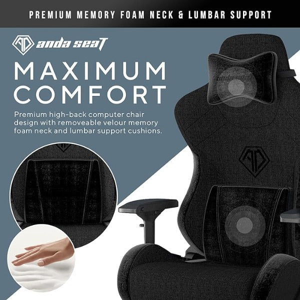 Anda Seat T-Pro 2 Pro Gaming Chair Black Fabric - Premium Fabric Gaming Chair, Desk Chairs with Neck, Lumbar Back Support Pillow Gaming Seat
