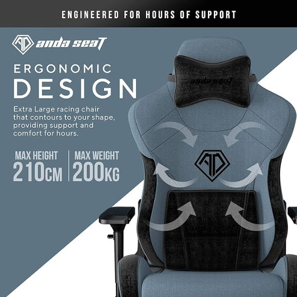 Anda Seat T-Pro 2 Pro Gaming Chair Black & Blue, Ergonomic Office Desk Chairs with Neck, Lumbar Back Support Pillow Gaming Seat