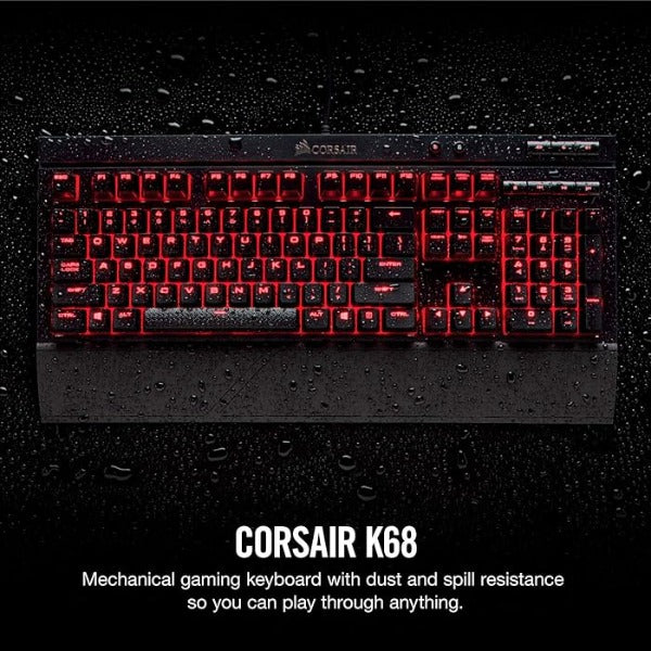 CORSAIR K68 Mechanical Gaming Keyboard — Red LED — CHERRY® MX Red