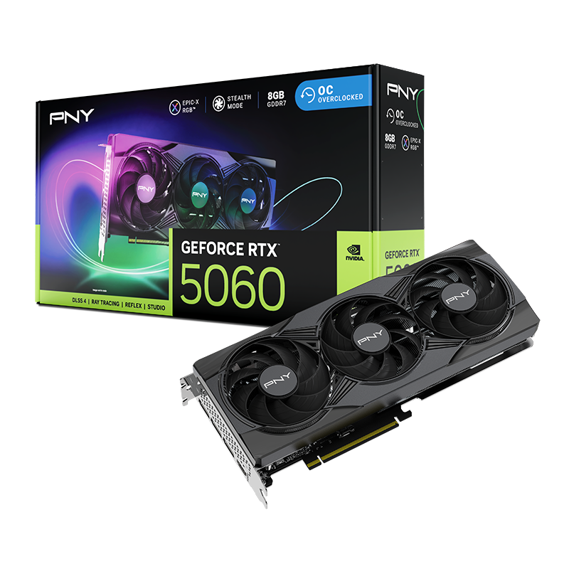 PNY GeForce RTX 5060 8GB   Triple Fan Graphics Card