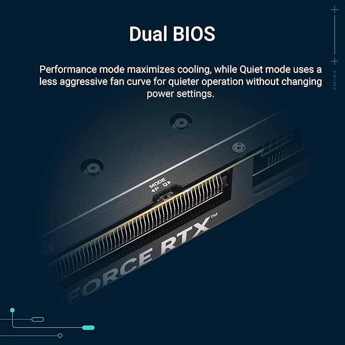 ASUS Prime GeForce RTX™ 5060 Ti OC Edition 8GB GDDR7 Gaming Graphics Card (PCIe 5.0, DLSS 4, HDMI 2.1b, 3x DisplayPort 2.1b, 2.5-Slot, SFF Ready, Dual BIOS, Axial-tech Fans)