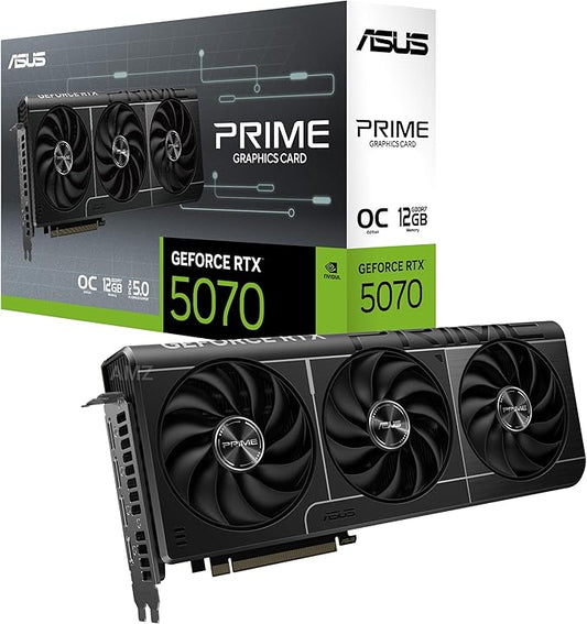 ASUS Prime GeForce RTX™ 5070 OC Edition 12GB GDDR7 Gaming Graphics Card (PCIe 5.0, DLSS 4, HDMI 2.1b, 3x DisplayPort 2.1b, 2.5-Slot, SFF Ready, Dual BIOS, Axial-tech Fans)