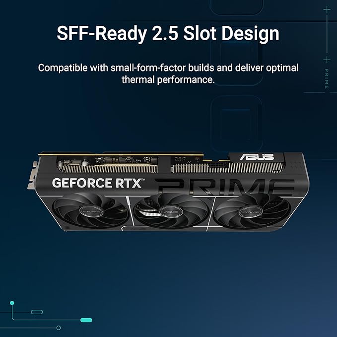 ASUS Prime GeForce RTX™ 5070 Ti OC Edition 16GB GDDR7 Gaming Graphics Card (PCIe 5.0, DLSS 4, HDMI 2.1b, 3x DisplayPort 2.1b, 2.5-Slot, SFF Ready, Dual BIOS, Axial-tech Fans)
