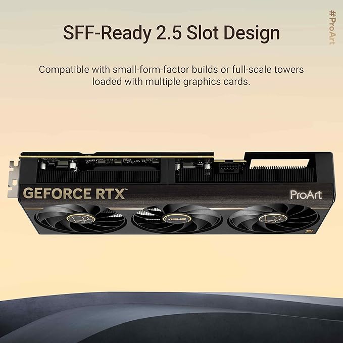 ASUS ProArt GeForce RTX™ 5080 OC Edition 16GB GDDR7 Graphics Card (PCIe 5.0, DLSS 4, USB Type-C, HDMI 2.1b, 3x DisplayPort 2.1b, 2.5-Slot, Vapor Chamber, Phase-Change Thermal Pad)